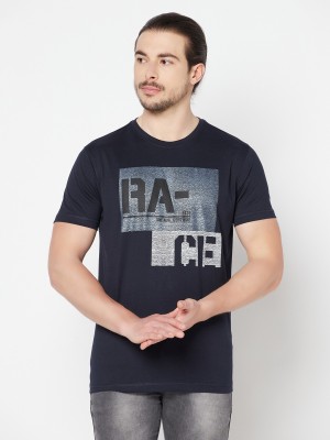 CANTABIL Printed Men Round Neck Dark Blue T-Shirt