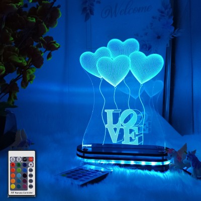 varna crafts Lampees 3D Illusion LOVE Balloons Led Night Lamp(20 cm, Black)
