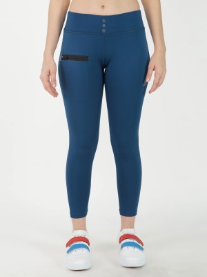 Goto Sports Solid Women Blue Tights