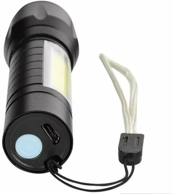 TITTYNO Zoomable Long Range Cob Side Light High Power Led USB Direct Charge Optical Lens Torch(Black, 9.3 cm, Rechargeable)