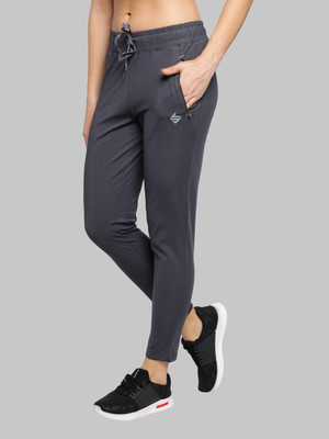 John Ally Solid, Embellished, Self Design Women Grey Track Pants