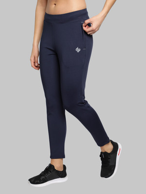 John Ally Solid, Embellished, Self Design Women Blue Track Pants