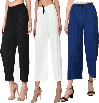 Purser Relaxed Women Black, White, Blue Trousers