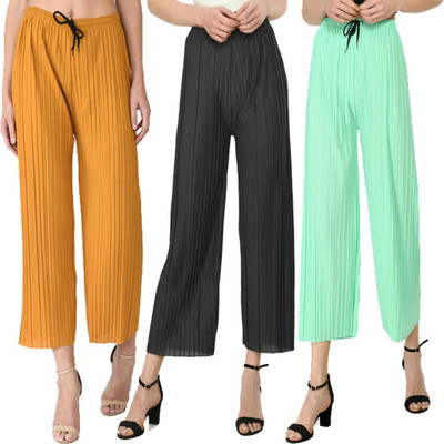 MODERNSSHOP Relaxed Women Yellow, Grey, Green Trousers