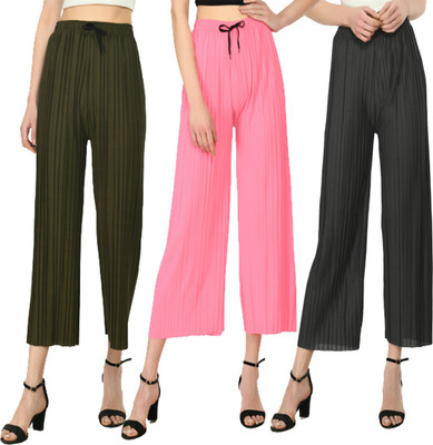MODERNSSHOP Relaxed Women Dark Green, Pink, Grey Trousers