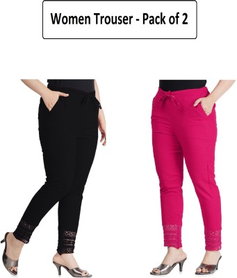 namrita prints Regular Fit Women Black, Pink Trousers