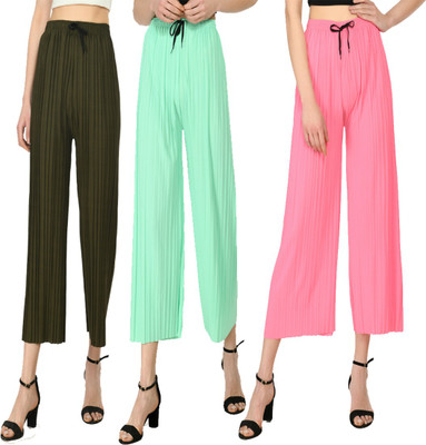 MODERNSSHOP Relaxed Women Dark Green, Green, Pink Trousers