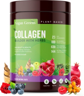 Vegan Greens Natural Collagen Builder For Anti Ageing Beauty, Skin Elasticity 250g Classic(250 g)