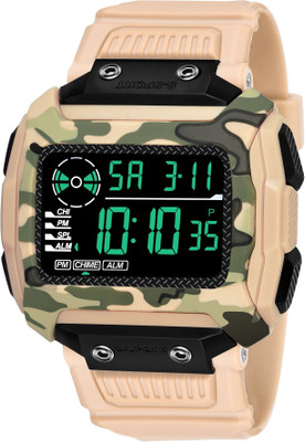 iCome 9097 Army Cream Attractive Multi-Functional Automatic Cream Color Army Strap Digital Watch  - For Men