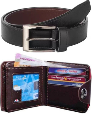 Daller Wallet & Belt Combo(Black, Brown)