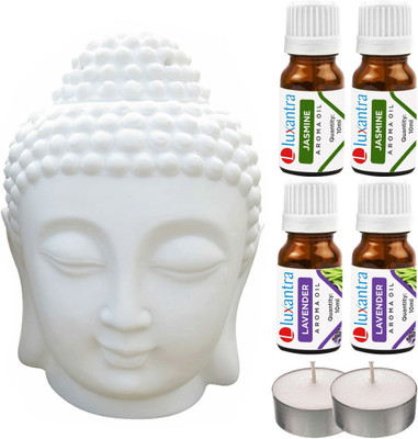 Luxantra Jasmine, Lavender Tlight Buddha Head Air Freshener Diffuser Set LX-TBUDDHA-2TL-2JAS-2LV(7 x 5.71 ml)
