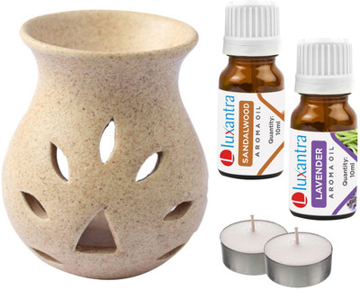 Luxantra Lavender Tlight Ceramic Air Freshener Grain Aroma, Sandalwood Diffuser Set LX-GrainDiff-SW-LV-2TL(5 x 4 ml)