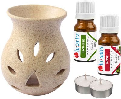 Luxantra Jasmine, Rose Tlight Ceramic Air Freshener Grain Aroma Diffuser Set LX-GrainDiff-JAS-RS-2TL(5 x 4 ml)