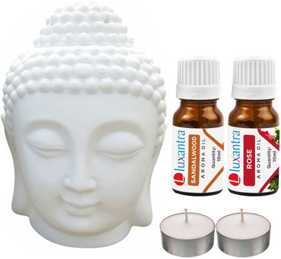 Luxantra Rose Tlight Buddha Head Air Freshener, Sandalwood Diffuser Set LX-TBUDDHA-2TL-SW-RS(5 x 4 ml)