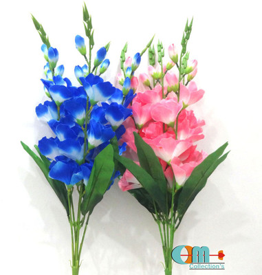 OM COLLECTIONS Gladiolus Artificial Flower Blue, Pink Gladiolus Artificial Flower(25 inch, Pack of 2, Flower Bunch)