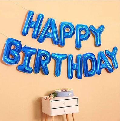 Wish & Willow Solid (16 Inch) Happy Birthday Letter Foil Balloon Birthday Party (Blue) Letter Balloon(Blue, Pack of 1)