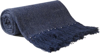 Cazimo Solid Single Throw for  AC Room(Cotton, Navy Blue)