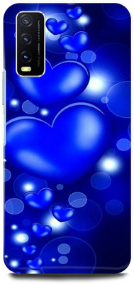 play fast Back Cover for Vivo Y12s, V2033 HEARTS, BLUE, HEART, STAR, LOVE(Blue, Hard Case, Pack of: 1)