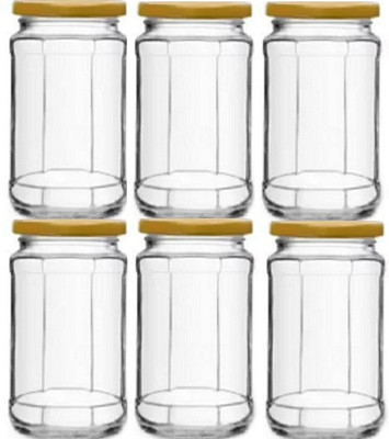 Adhunyk Glass Grocery Container  - 500 ml(Pack of 6, Clear)