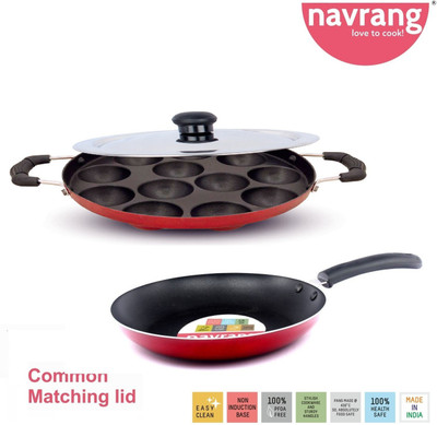NAVRANG NONSTICK 3PCS COMBO FRY PAN + APPAKARA WITH SS LID Non-Stick Coated Cookware Set(Aluminium, PTFE (Non-stick), 3 - Piece) NAVRANG NONSTICK 3PCS COMBO FRY PAN + APPAKARA WITH SS LID Non-Stick Coated Cookware Set(Aluminium, PTFE (Non-stick), 3 - Piece)