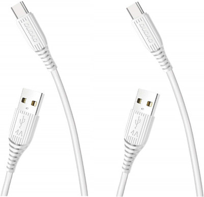 DUDAO USB Type C Cable 1 m Pack Of 2 Type C Fast Charge and Data Sync Data Cable(Compatible with Compatible For All Type-C Port, White, Pack of: 2)