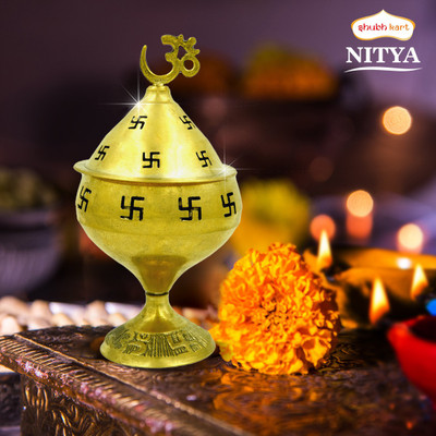 Shubhkart Nitya Omkareshwar Akhand Deep Brass Table Diya(Height: 4 inch)