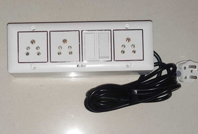 supriya combaind box 6A, 2 switch (cona), 3 socket (cona), 3 pin top (2 miter wair) Wall Plate(White)