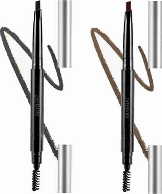 SKYBOAT SUPER SMOOTH AND SOFT 2 IN 1 EYEBROW BLACK & BROWN PENCIL(BROWN, BLACK)