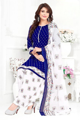 S Creation Cotton Blend Printed Salwar Suit Material
