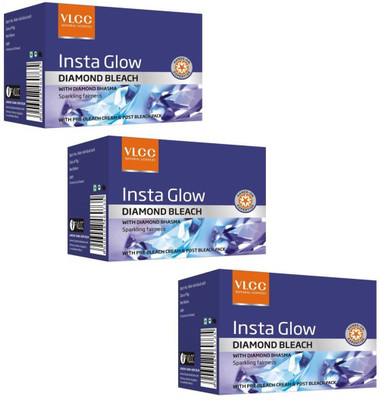 VLCC Insta Glow Diamond Bleach With Diamond Bhasma (Pack of 3)(30 g)