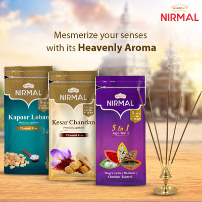 Shubhkart Nirmal Incense Stick Kesar Chandan, Kapoor Loba(105, Set of 3)