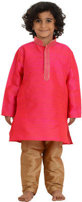 MAHARAJA Baby Boys Festive & Party Kurta and Pyjama Set(Pink Pack of 1)