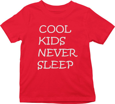 Dumeril Boys & Girls Typography Cotton Blend Regular T Shirt(Red, Pack of 1)