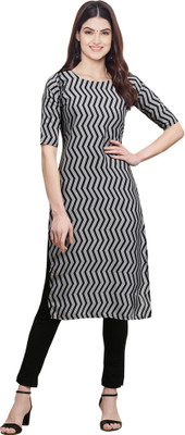 1 Stop Fashion Women Printed Straight Kurta(Grey)