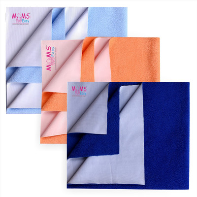 Moms Easy Cotton Baby Bed Protecting Mat(Royal Blue,Peach,Sky Blue, Pack of 3, Small)