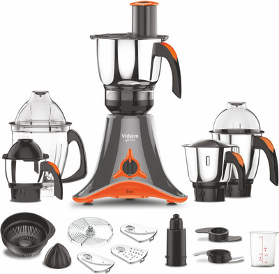 Vidiem by Vidiem EO ADC 750 W Juicer Mixer Grinder(MG 612 A | 4 Jars | Black with orange)