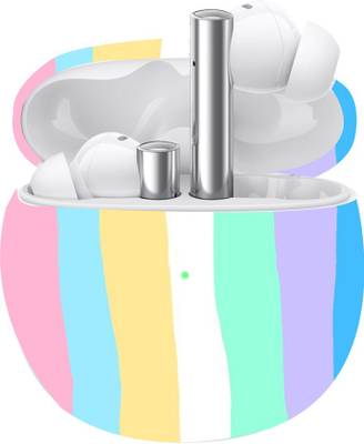 Skins HUB Colourful Lines With Back,Front & Sides Skin, Realme Buds Air-2 Mobile Skin