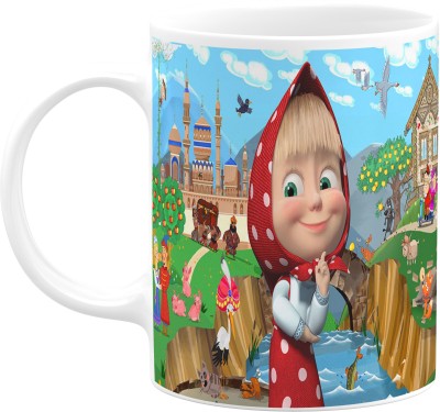 PrintingZone Masha & The Bear Cartoon Printed Coffee For Boys (MUG-34) Ceramic Coffee Mug(350 ml)