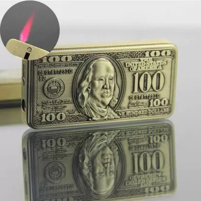 adorrobella 100 Dollar Design Lighter Pocket Lighter(GOLD)