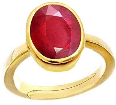 Sidharth Gems 13.25 Ratti 12.00 Carat Natural Ruby Stone Manik Ring Adjustable Panchdhatu Ring Brass Ruby Gold Plated Ring