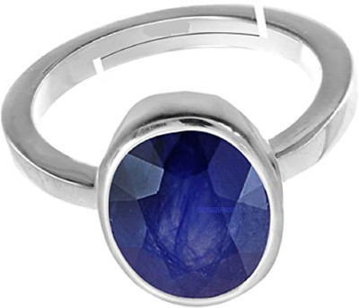 Sidharth Gems 7.25 Ratti 6.25 Carat Natural Blue Sapphire Gold Plated Adjustable Ring Brass Sapphire Silver Plated Ring