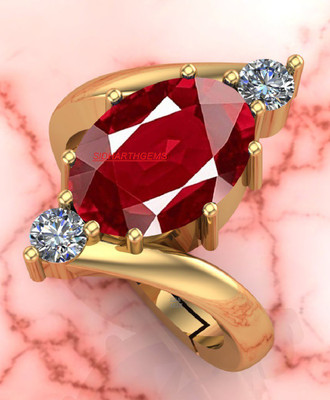 Sidharth Gems 10.25 Ratti 9.00 Carat Natural Ruby Stone Manik Ring Adjustable Panchdhatu Ring Brass Ruby Gold Plated Ring