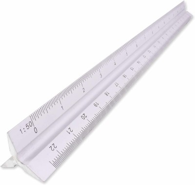 BM RETAIL Triangular Architect Scale Ruler Tri Scale Engineer Technical Ruler Education Ruler(Silver)