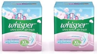 Whisper Ultra Soft XL Sanitary Pads – 15+15 Count Sanitary Pad (Pack of 30)