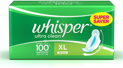 Whisper Ultra Clean Sanitary Pads XL Wings - 30 Piece Pack Sanitary Pad(Pack of 30)
