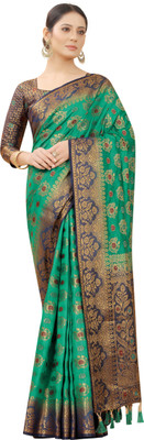 PICKWELL Self Design Banarasi Cotton Silk Saree(Multicolor)