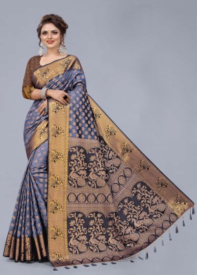 PICKWELL Self Design Banarasi Cotton Silk Saree(Multicolor)