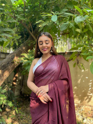 kashvi sarees Solid/Plain Bollywood Georgette Saree(Brown)