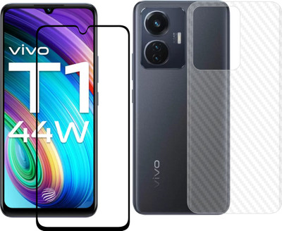 Vatsin Front and Back Tempered Glass for Vivo T1 44w, Vivo T1 44w (Back Carbon Fiber)(Pack of 2)