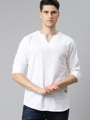 DENNISON Men Solid Casual White Shirt